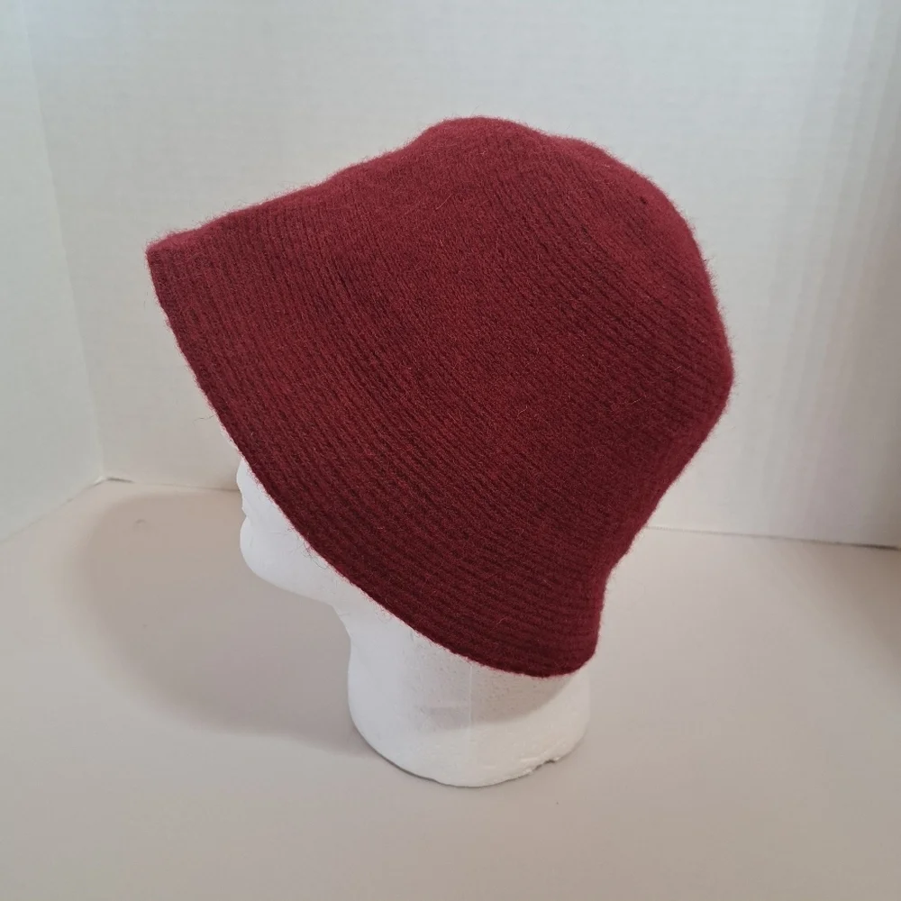 Scala Pronto Burgundy Wool‎ Cloche Hat With Black Bow Accent